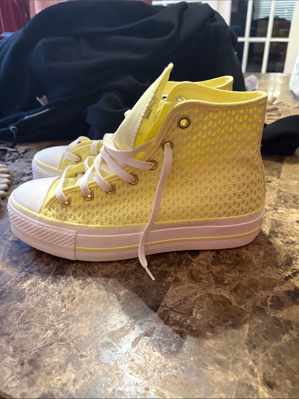 Converse Yellow High-Top Mesh Platform Sneakers
